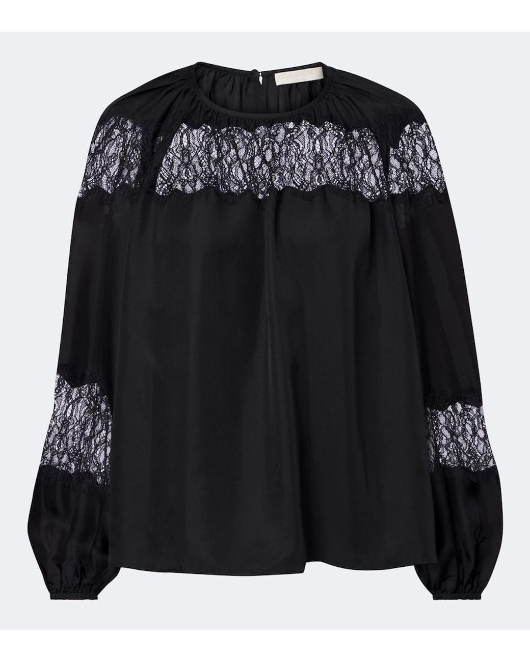 Ulla Johnson Black Bess Lace-Trimmed Silk Blouse