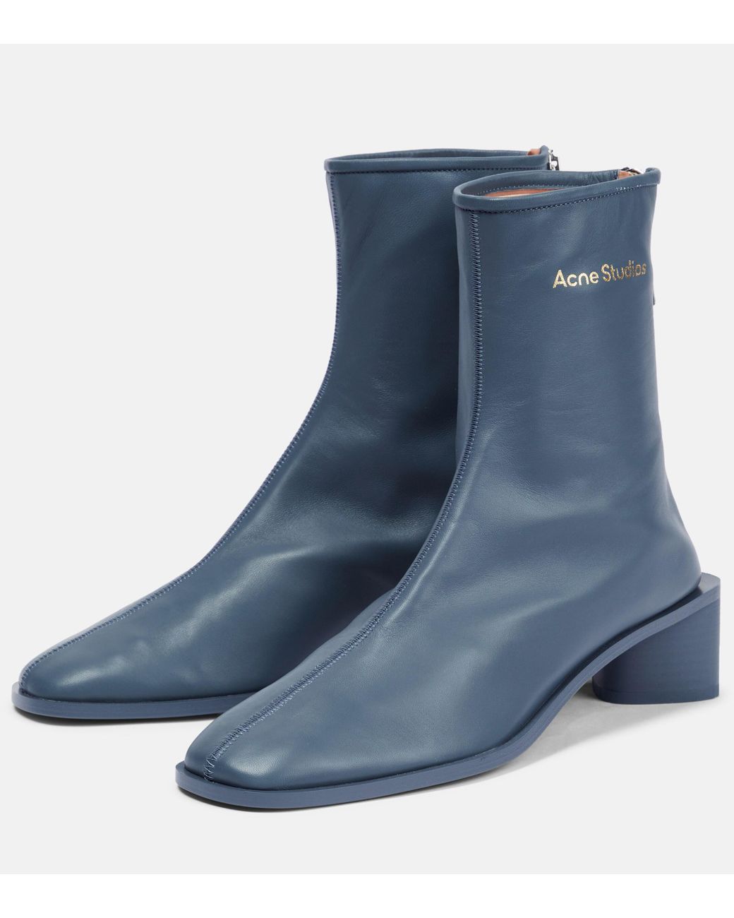 Acne Studios Bertine Leather Ankle Boots in Blue | Lyst Canada