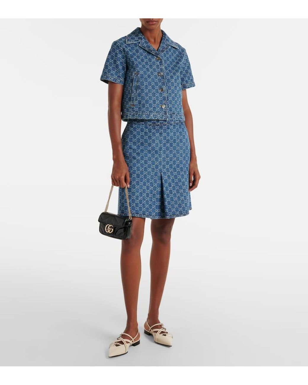 GUCCI グッチ GG DENIM JACQUARD TOP デニム ジャガード 半袖 シャツ インディゴ 788680 XDCZE 中古・古着通販】GUCCI (グッチ) GGジャガードデニムシャツ インディゴ