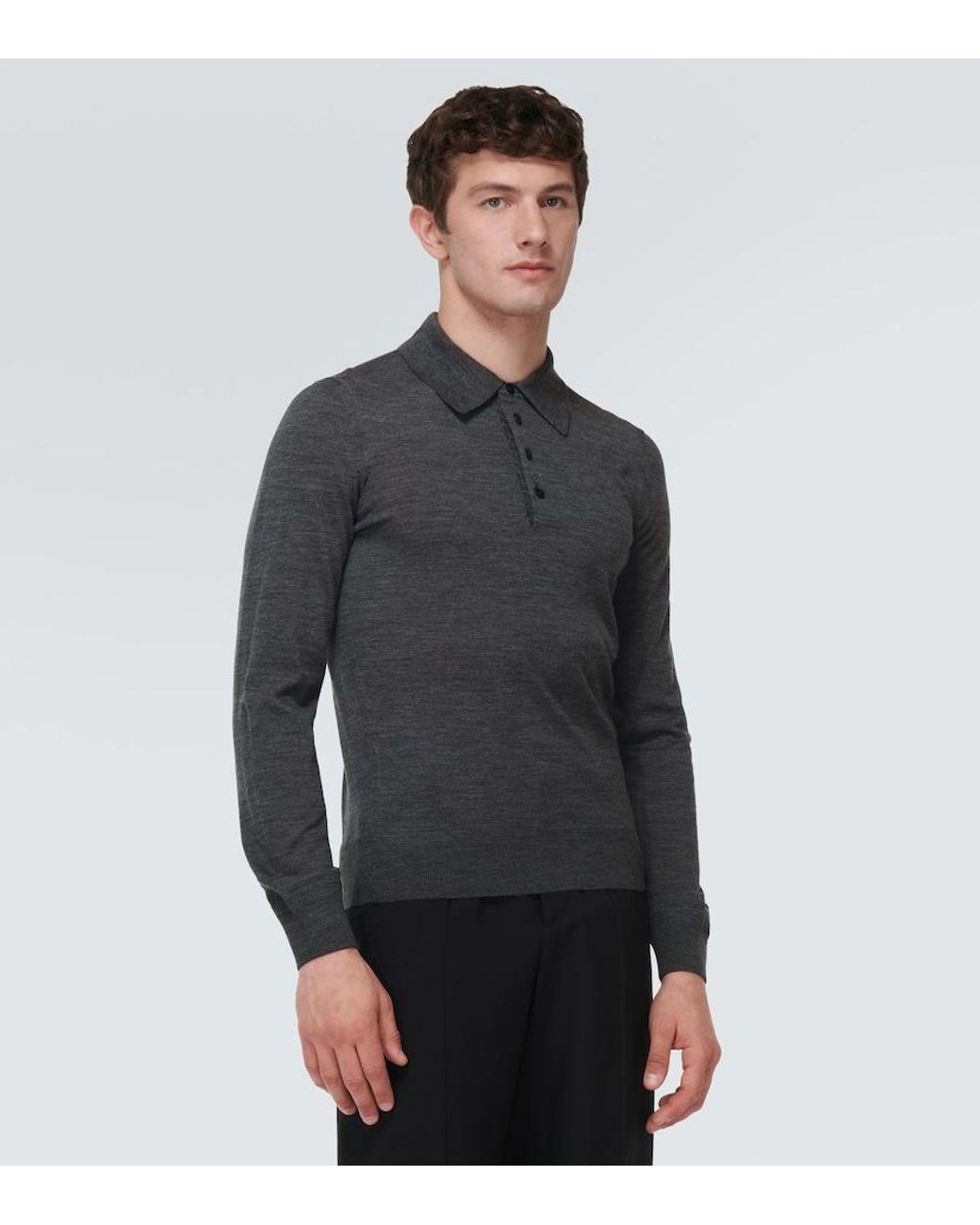 Tom Ford Black Wool Polo Shirt for men