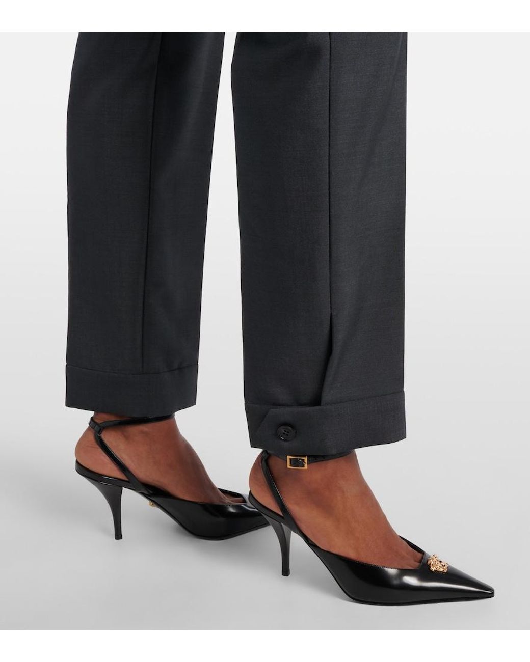Versace Blue Wool And Mohair Tapered Pants