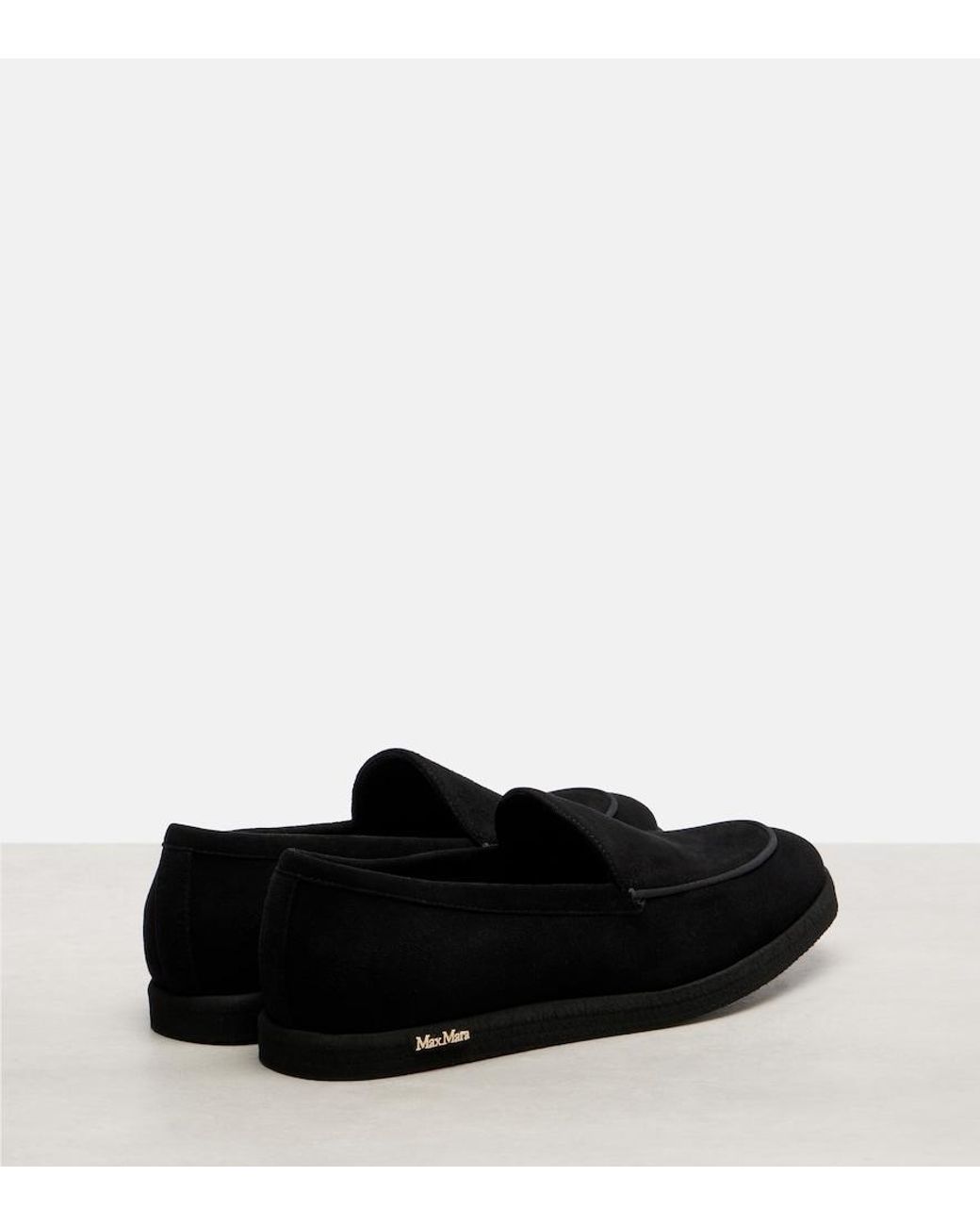 Curated visual reference: Max Mara Softmoc Suede Moccasins In Black Photo Inspiration