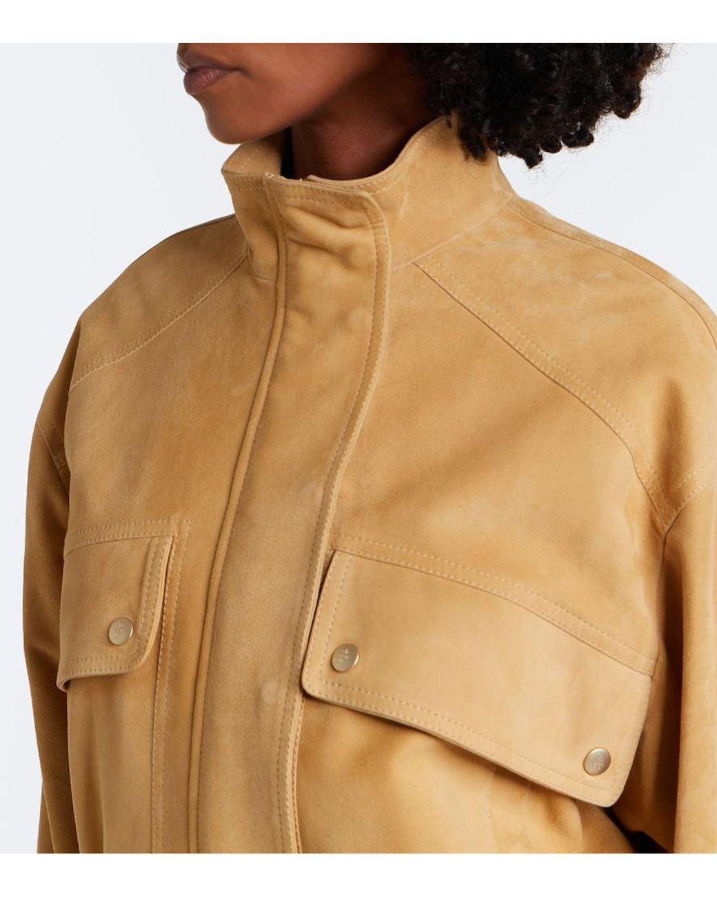 Eleventy Natural Suede Bomber Jacket