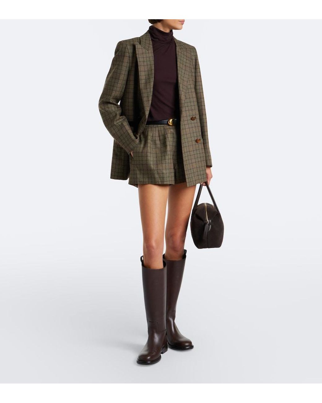 Blazé Milano Green Tinker Checked Wool And Cashmere Shorts
