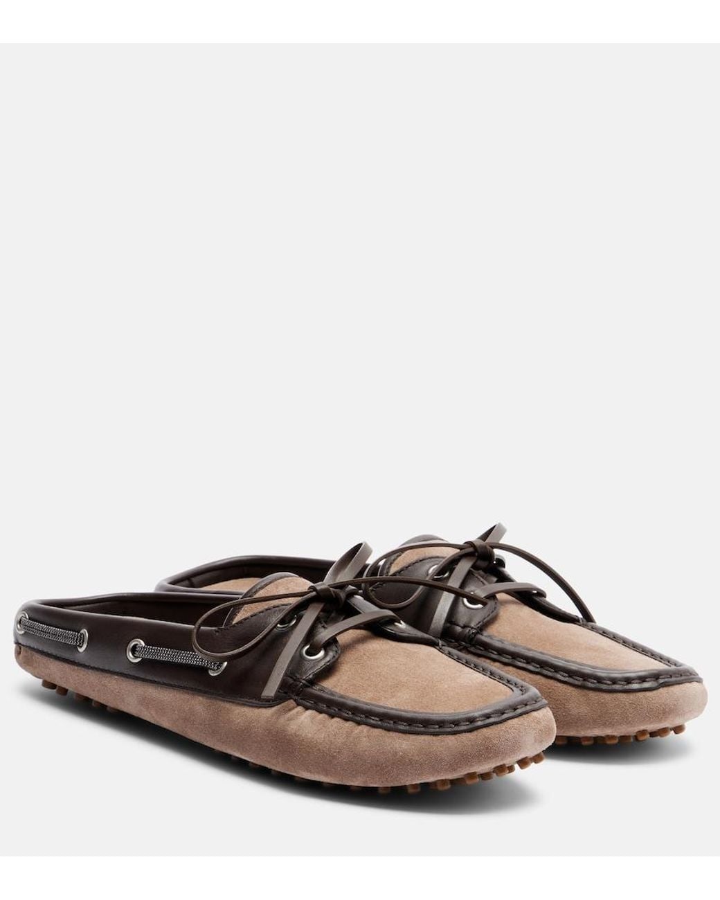 Brunello Cucinelli Brown Monili Suede Mules
