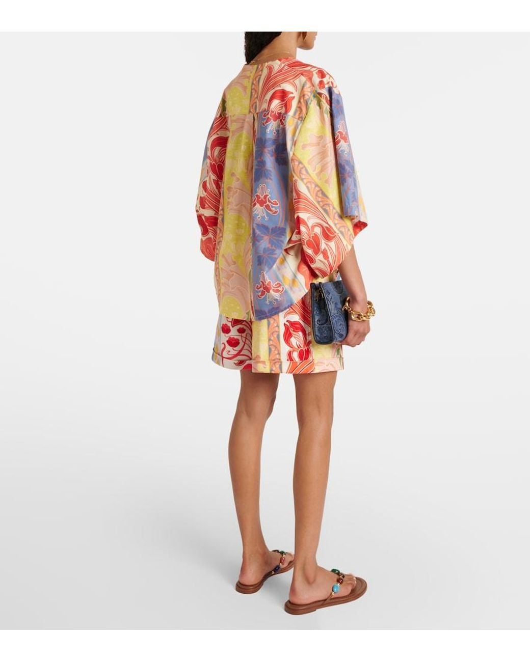 Etro Red Printed Oversized Cotton-Blend Shirt