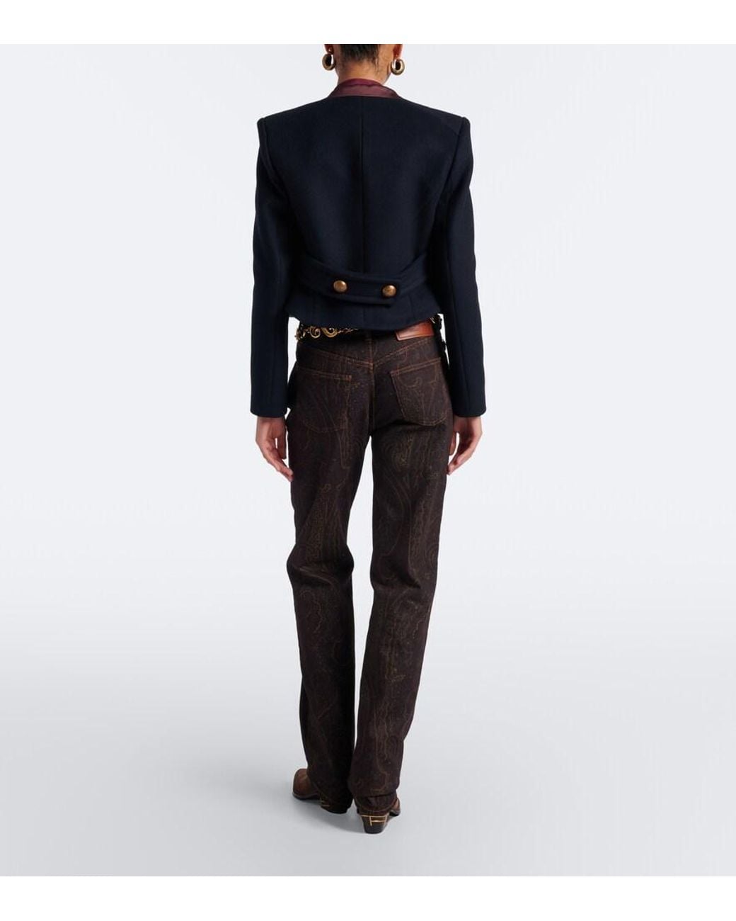 Etro Black Paisley Straight Jeans