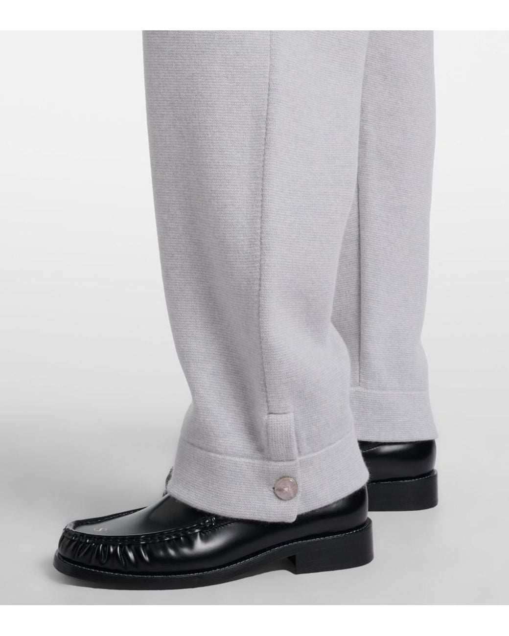 God's True Cashmere Gray Cashmere Straight Pants With Rose Quartz