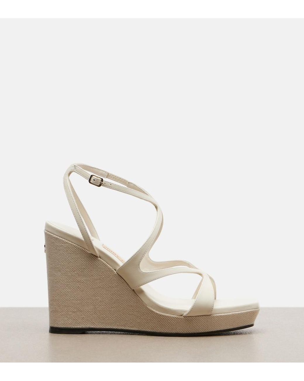 Jimmy Choo White Ayla Leather Wedge Sandals