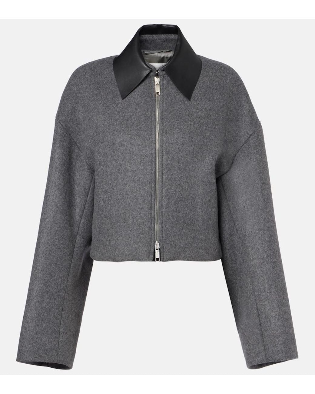 Sportmax Gray Vacuo Cropped Virgin Wool Jacket