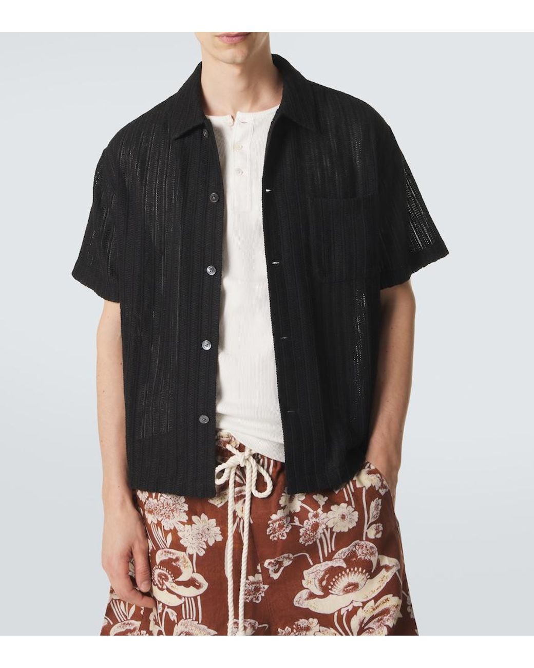 FRAME Black Crochet Shirt for men