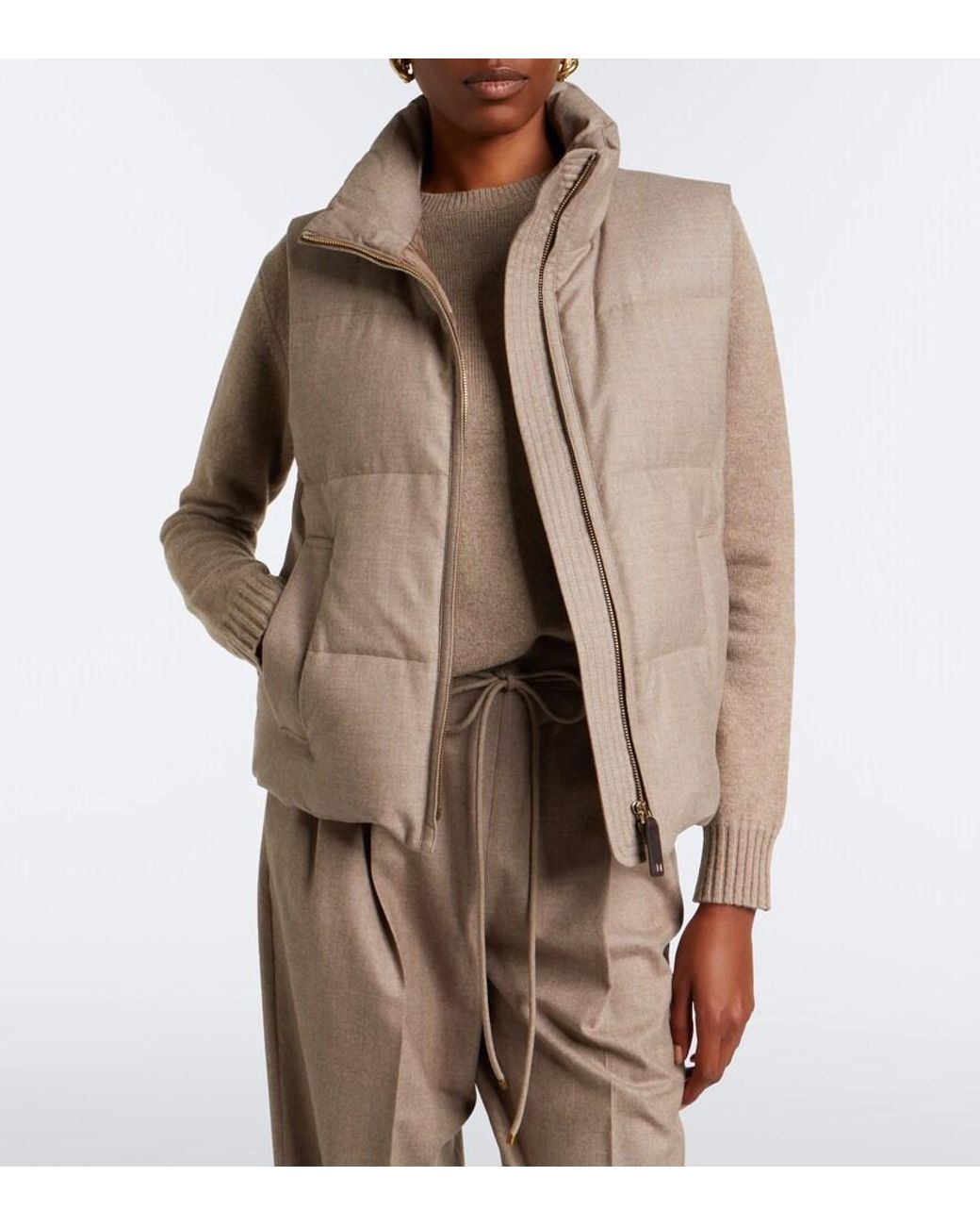 Max Mara Brown Cashmere-Blend Down Vest