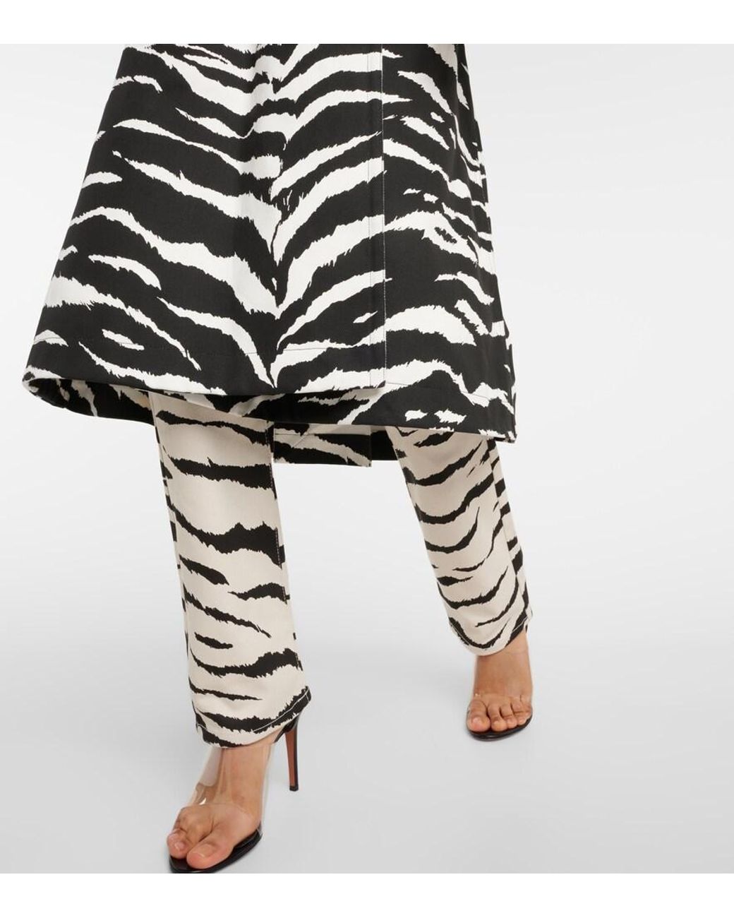 Trench De Denim Con Estampado De Cebra Alaïa de color Black