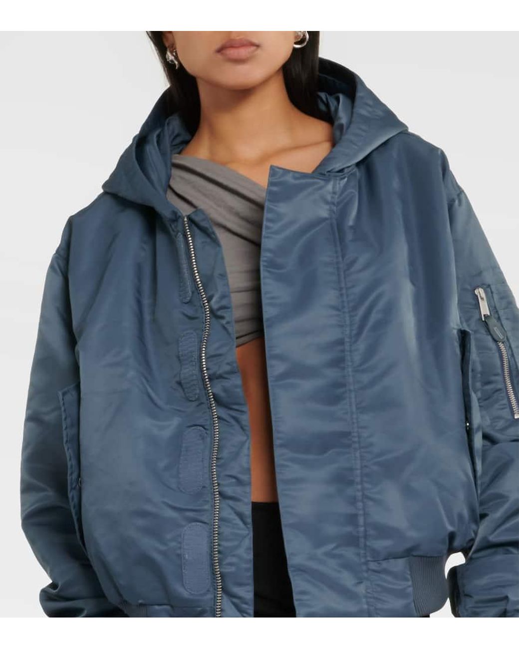 Entire studios B-25 Cropped Bomber Jacket in Blue | Lyst