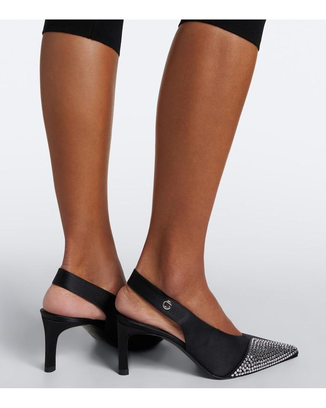 Coperni Blue Crystal-Embellished Satin Slingback Pumps