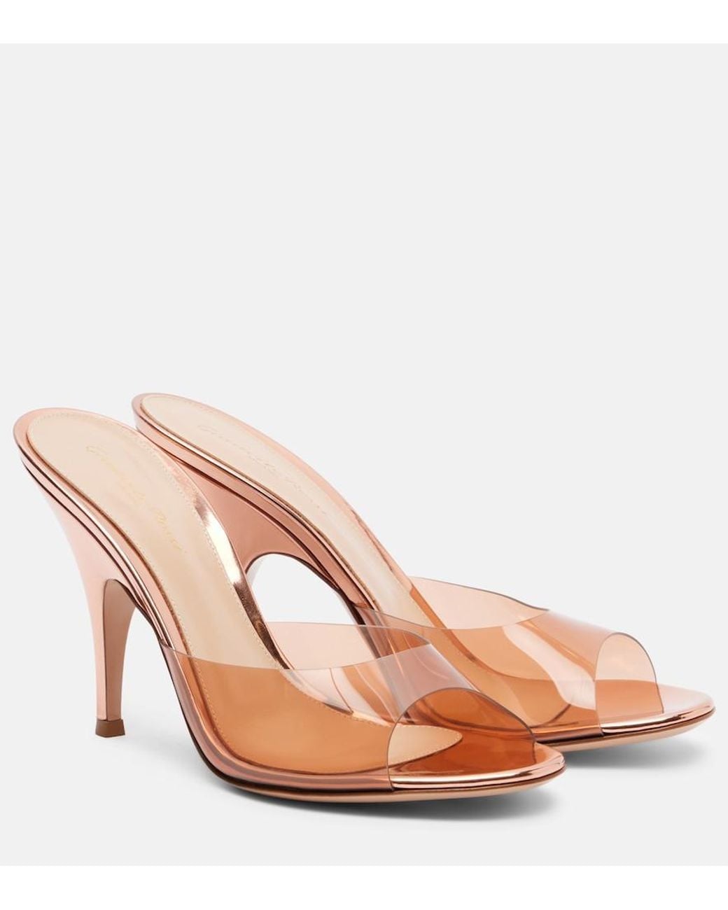 Gianvito Rossi Pink Sofia Leather-Trimmed Pvc Mules