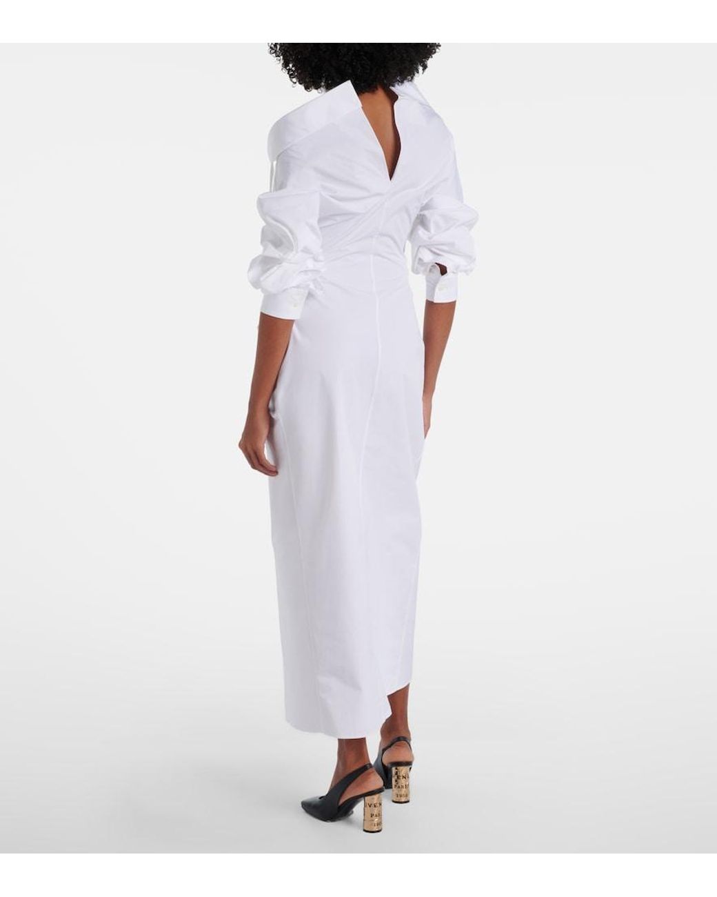 Givenchy White Draped Cotton Poplin Shirt Dress