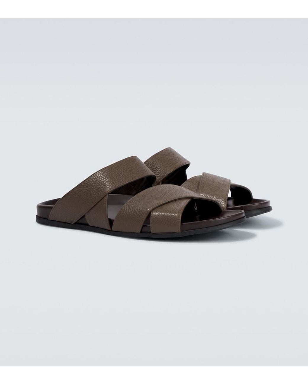 Manolo Blahnik Brown Inezmu Leather Sandals for men