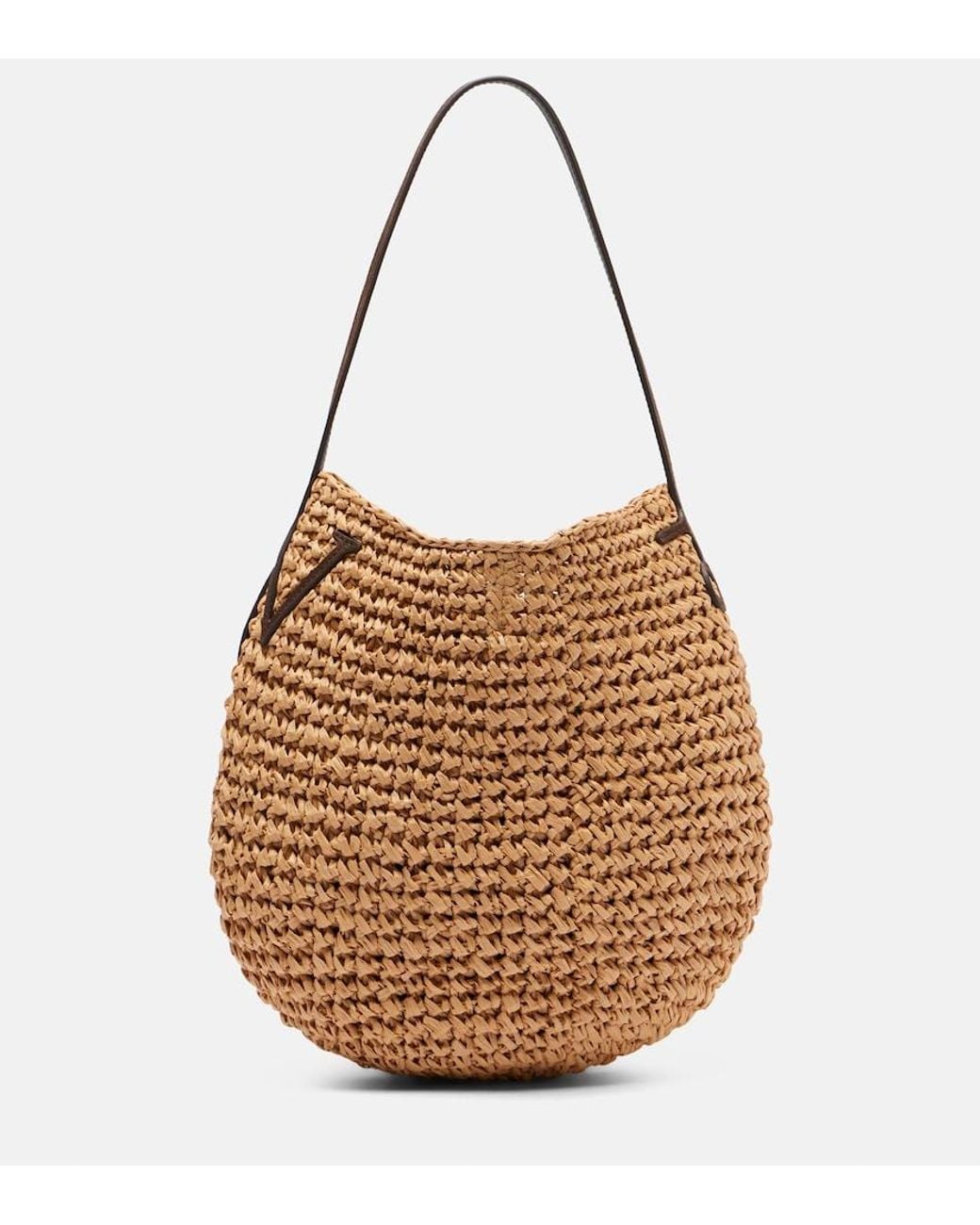 J.W. Anderson Brown Bulb Small Raffia Bucket Bag