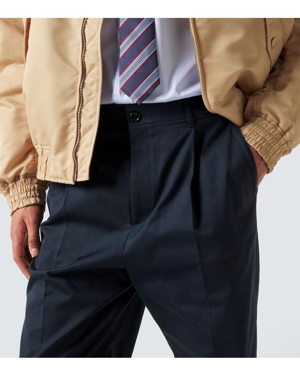 Valentino Garavani Blue Cotton Straight Pants for men