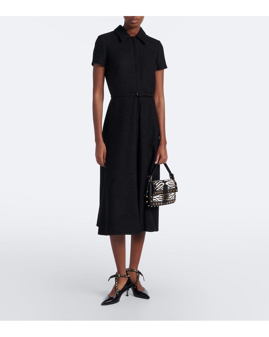 Fendi Metallic Baguette 26424 Calf Hair Shoulder Bag