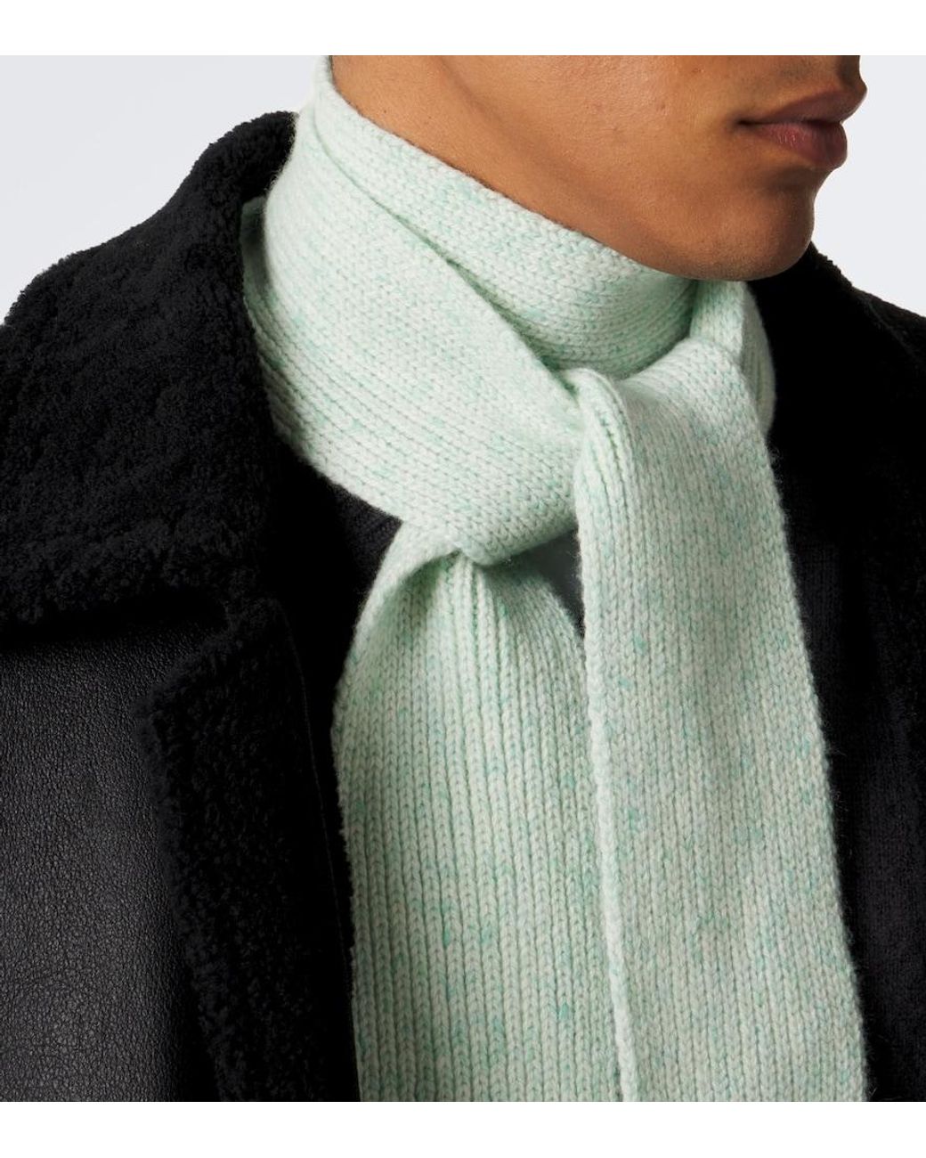 Auralee White Ribbed-Knit Cashmere Scarf for men