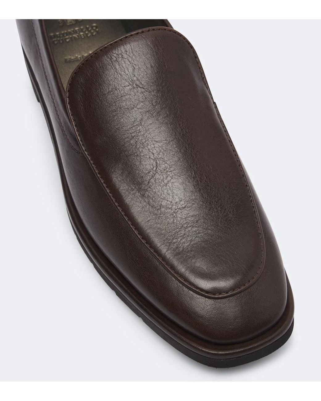 Brunello Cucinelli Brown Monili Leather Loafers