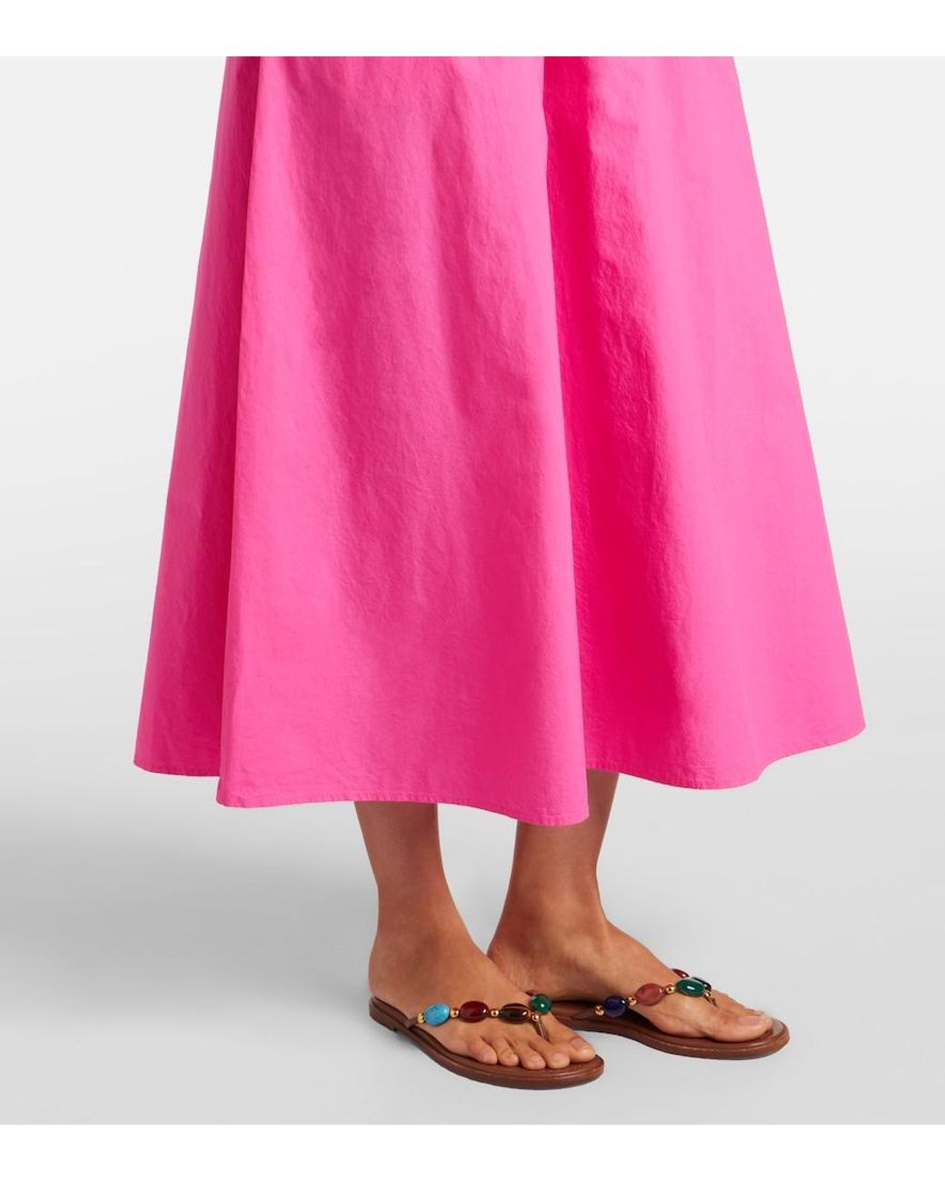 Velvet Pink Romilly Cotton-Blend Midi Dress