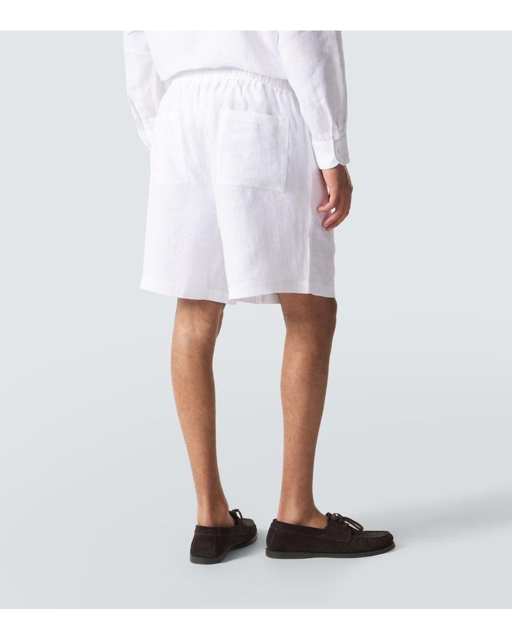 Saman Amel White Linen Shorts for men