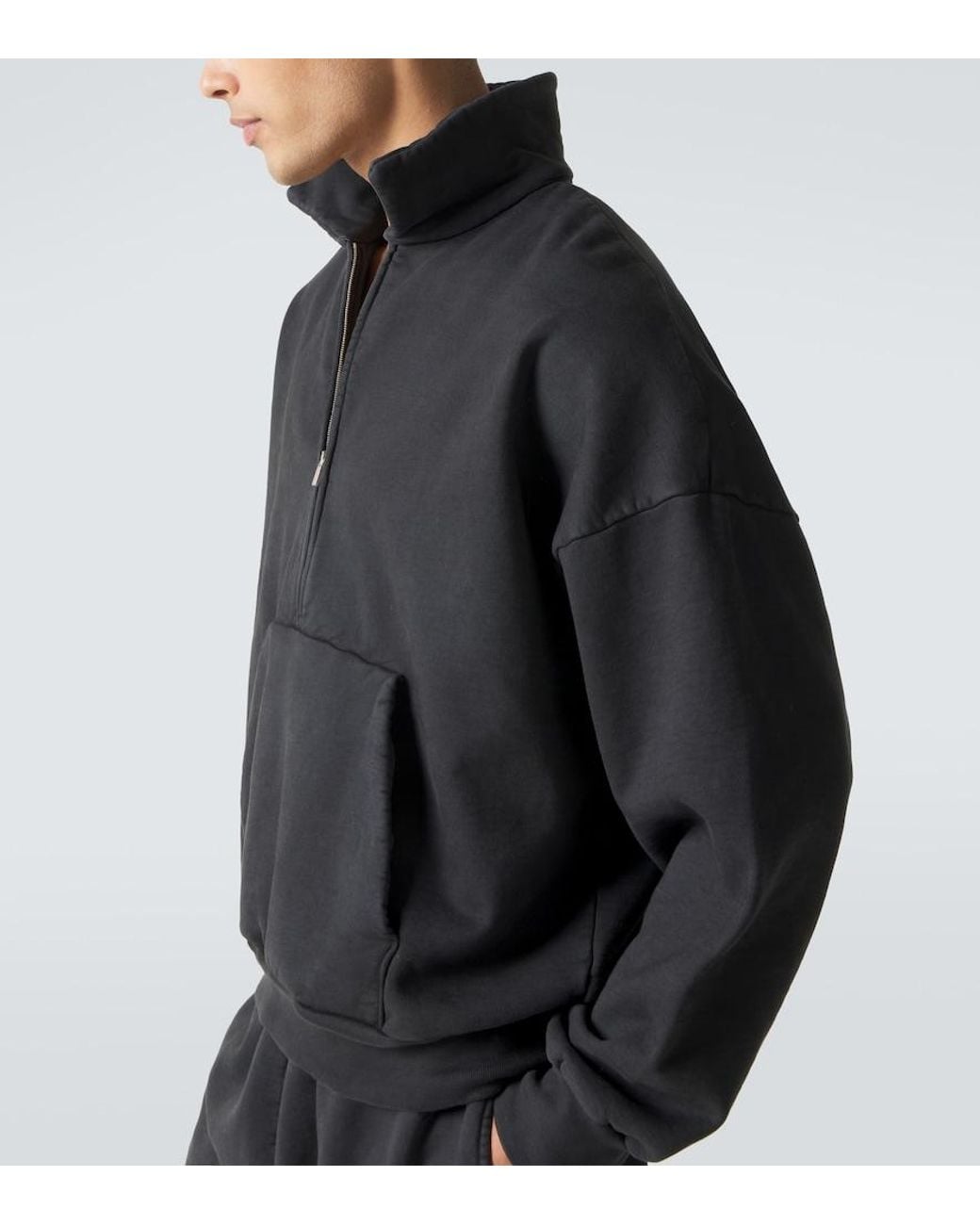 Fear Of God Black Cotton Jersey Half-Zip Sweatshirt for men