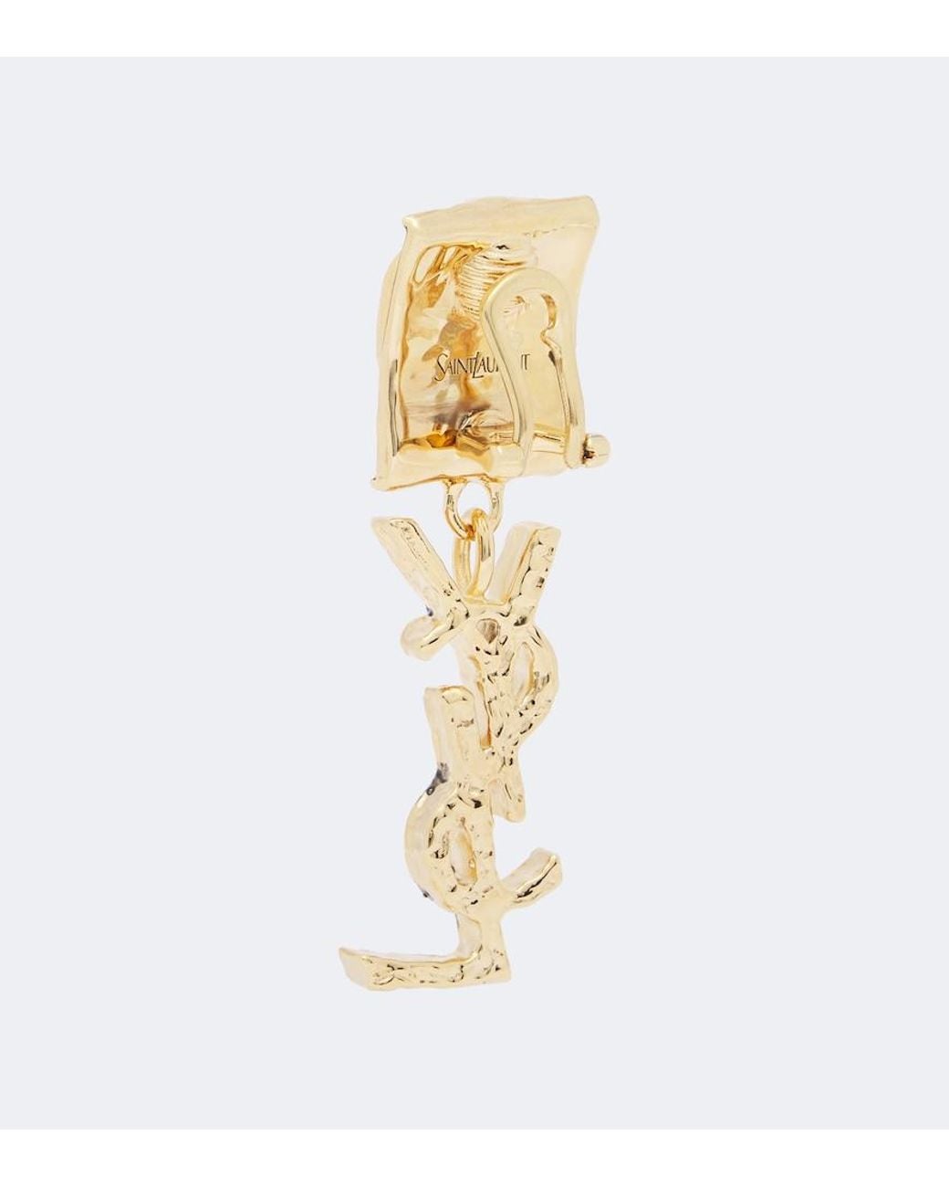 Saint Laurent White Cassandre Clip-On Earrings