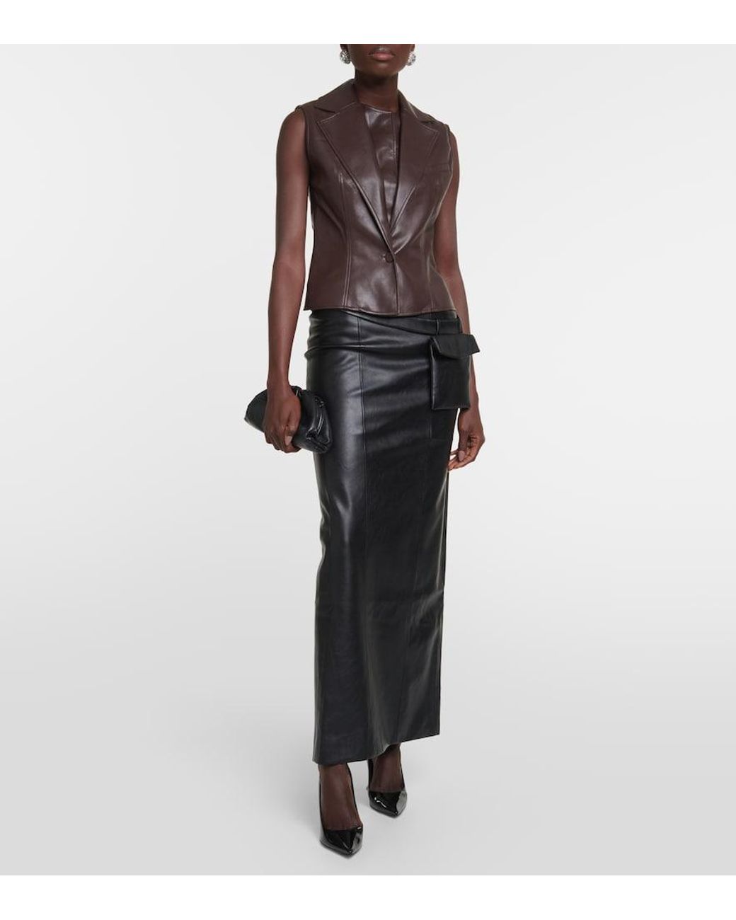 AYA MUSE Black Atyri Coated Midi Skirt