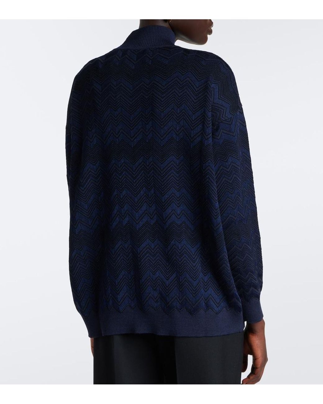 Missoni Blue Zigzag High Neck Sweater