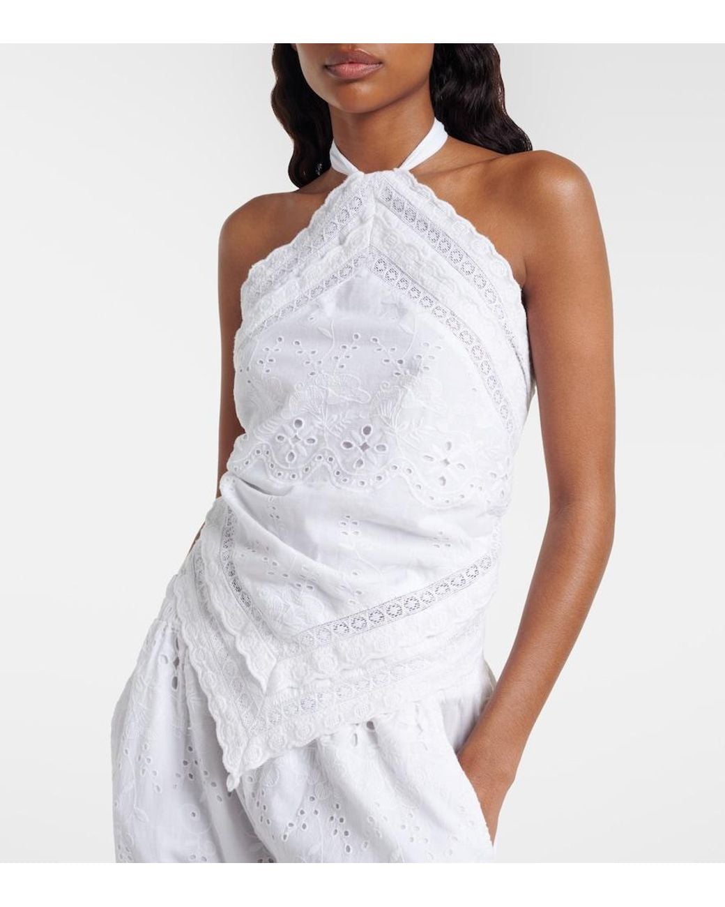 Melissa Odabash White Felicity Embroidered Cotton Top