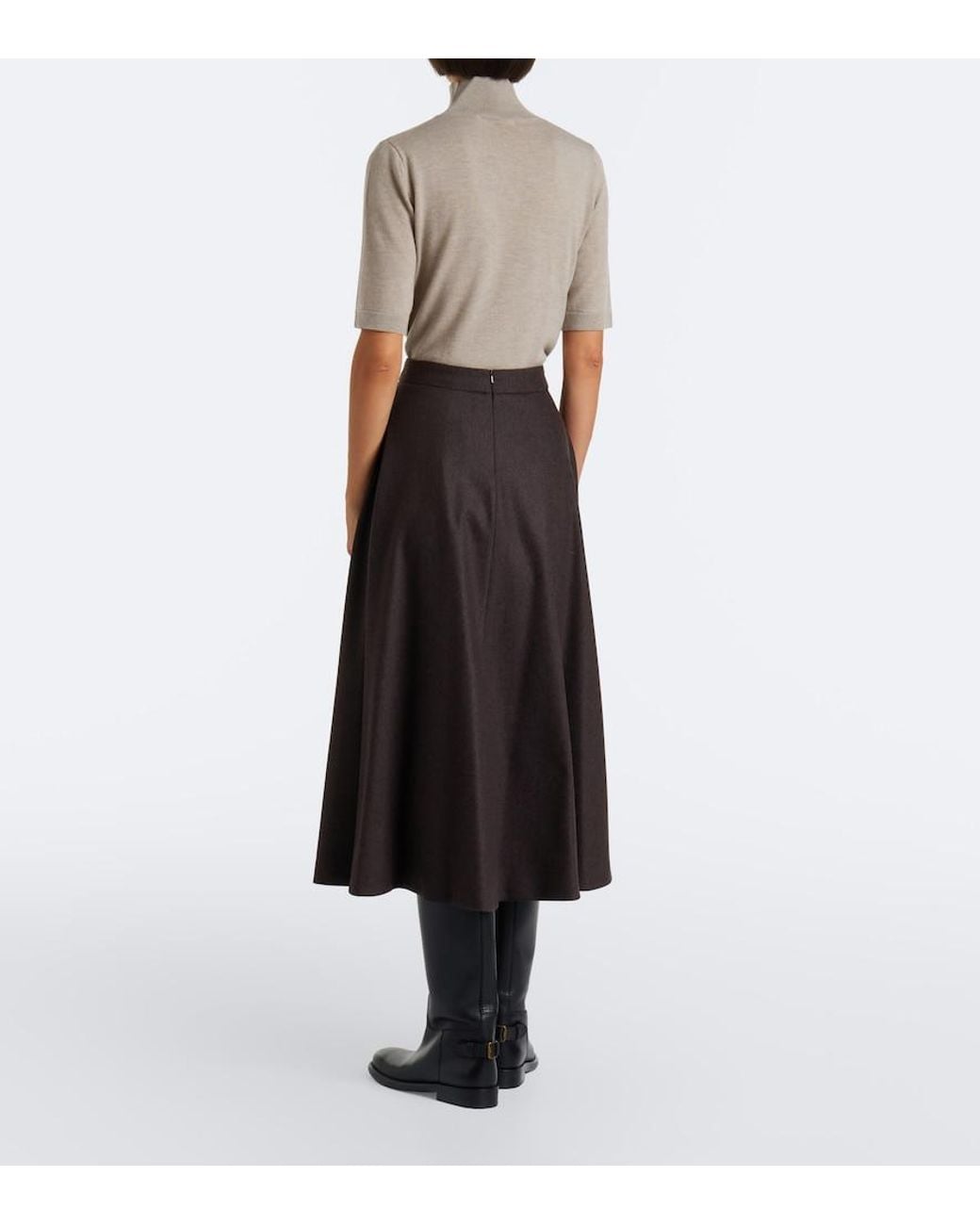 Max Mara Black Wool Midi Skirt