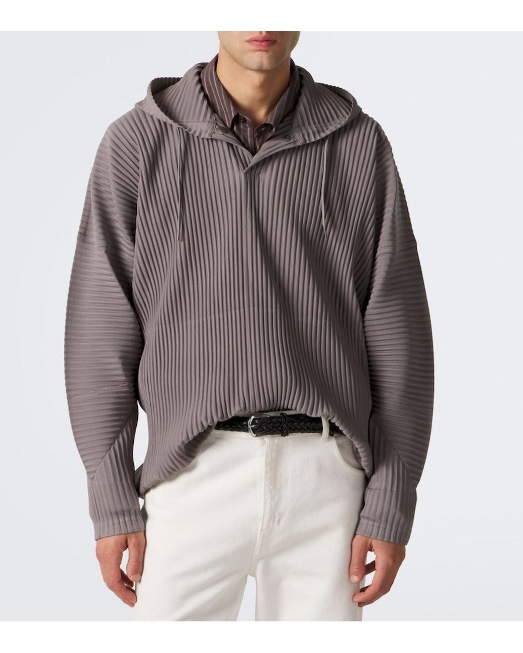 Homme Plissé Issey Miyake Gray Monthly Colors: October Pleated Hoodie for men