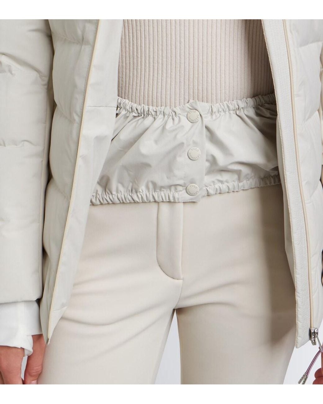 Yves Salomon Natural Belted Shearling-Trimmed Down Ski Jacket