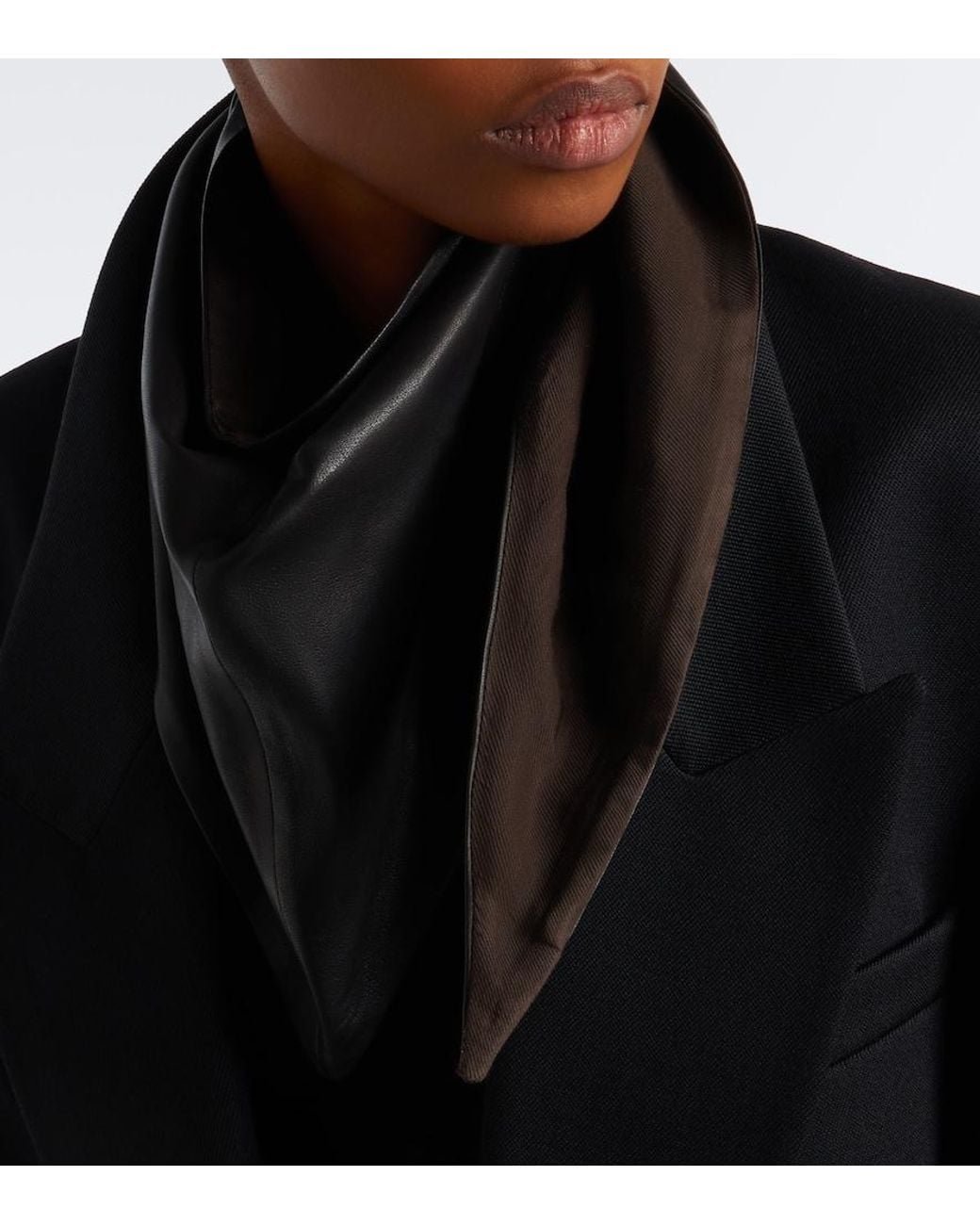Lemaire Black Large Leather Scarf