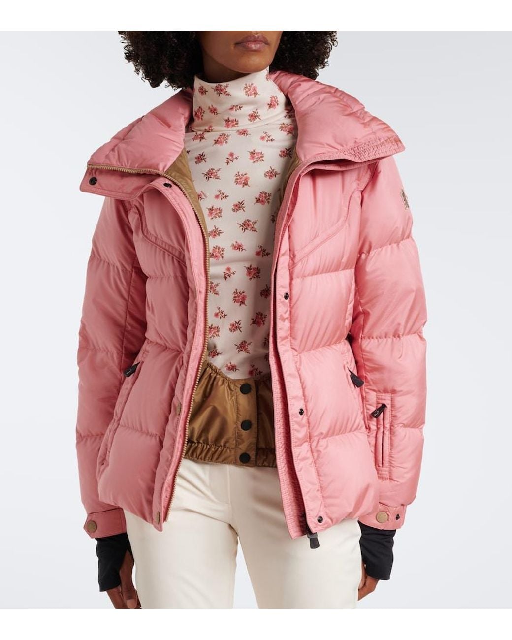 Moncler Pink Karshi Belted Down Ski Jacket