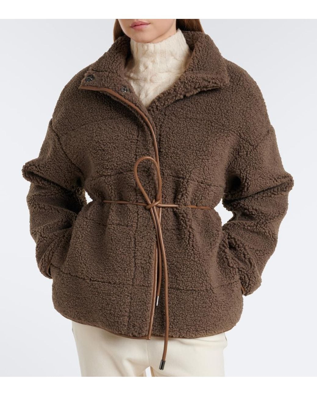 Bogner Brown Kimberly Belted Teddy Jacket
