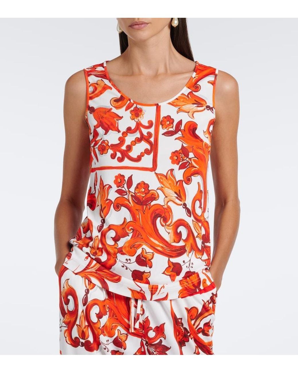 Dolce & Gabbana Orange Majolica Tank Top