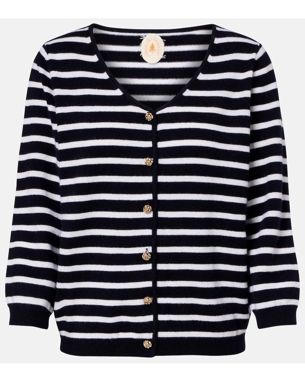 Jardin Des Orangers Blue Striped Cashmere Cardigan