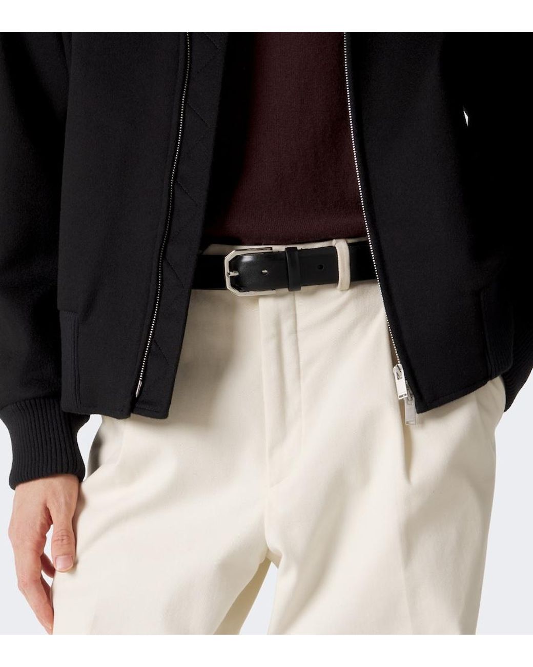 Brioni Black Leather Belt for men