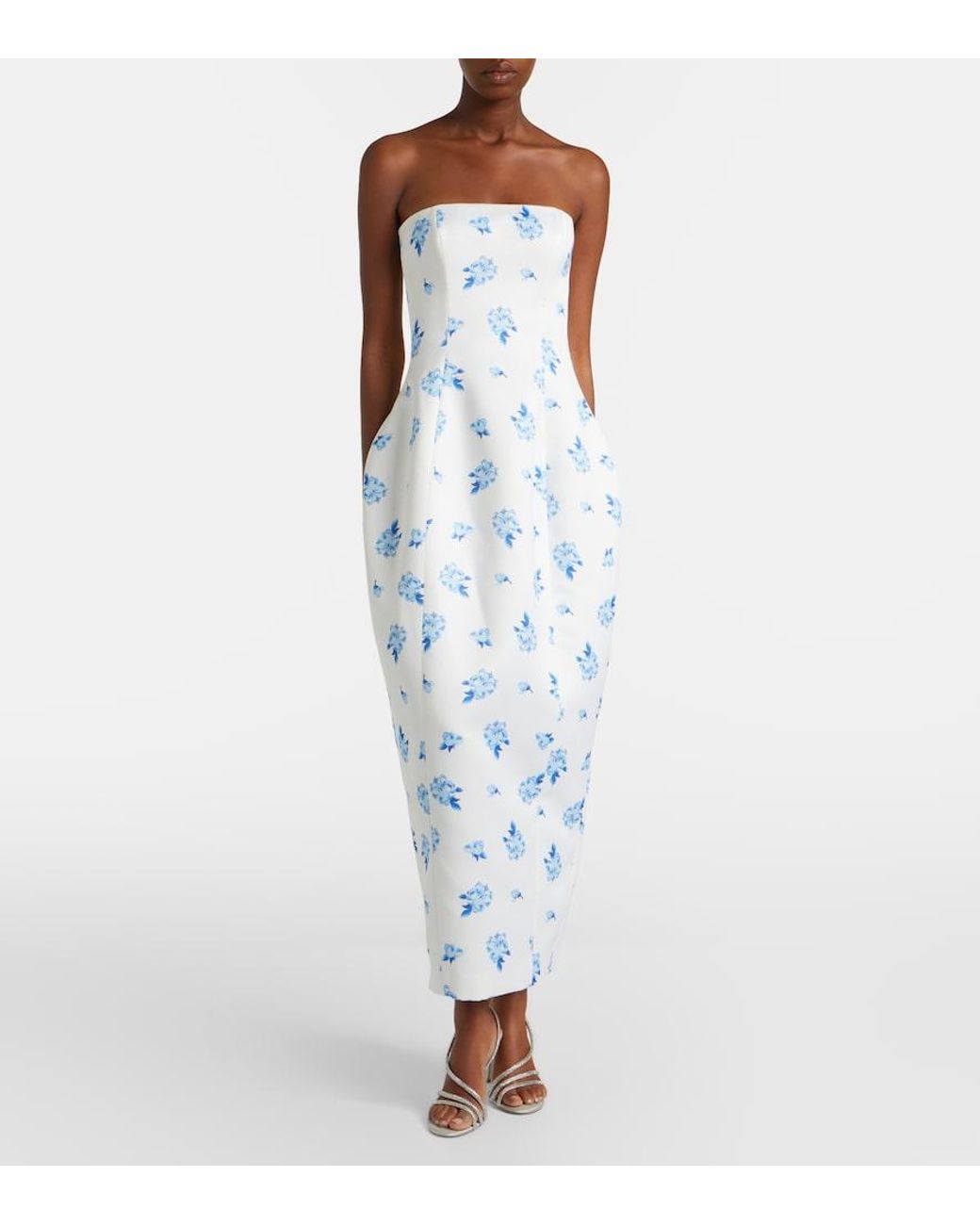 LEO LIN Blue Jessica Floral Bustier Gown