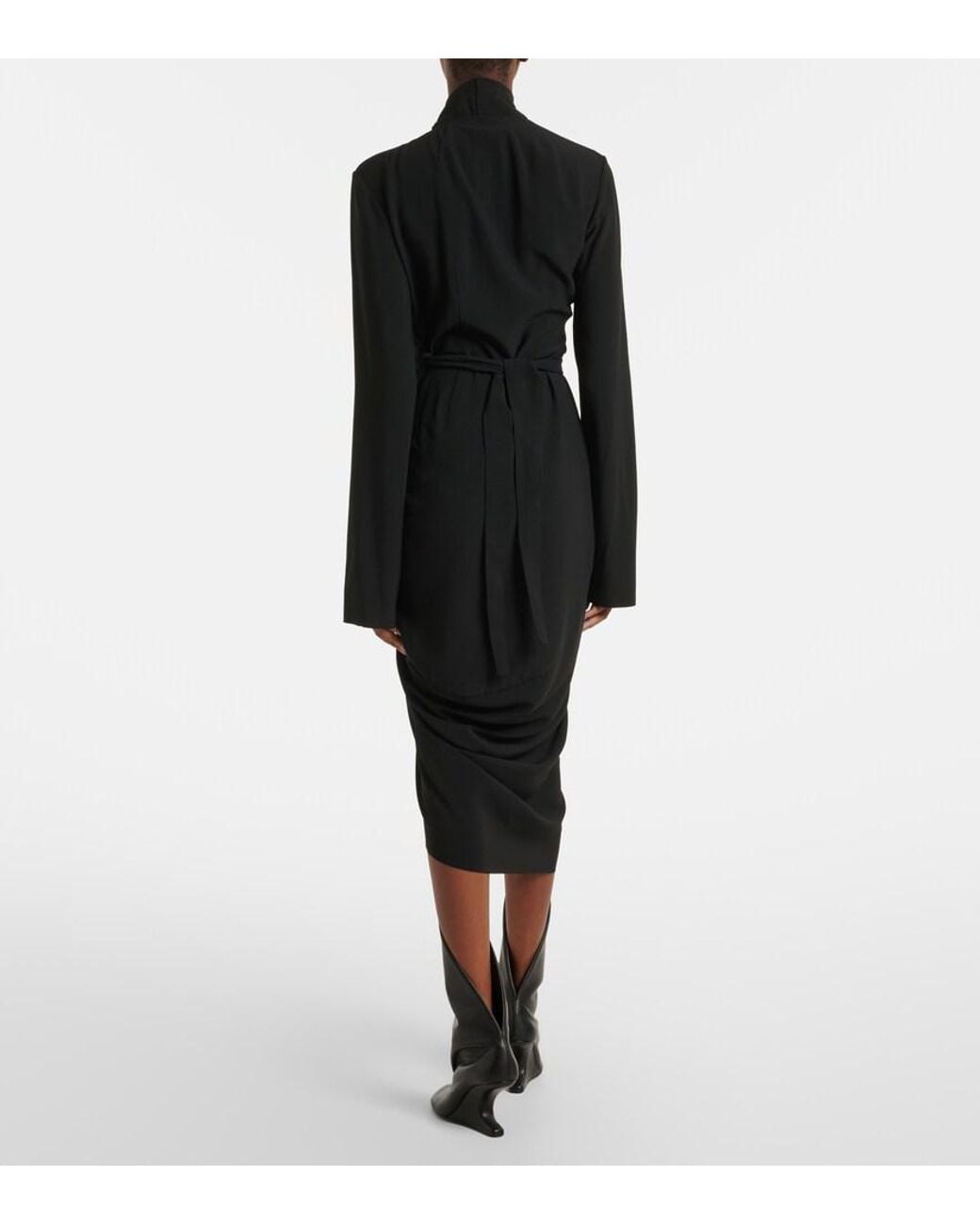 Rick Owens Black Draped Wrap Dress