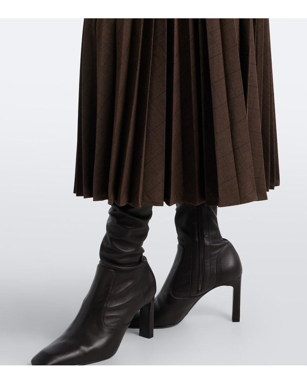 Jonathan Simkhai Black Abilene Checked Ribbed-Knit Pleated Midi Dress