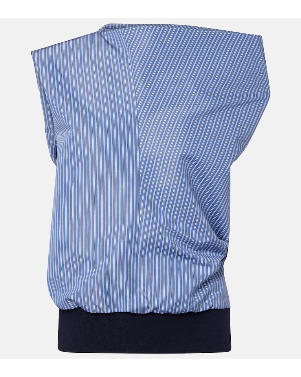 Sacai Blue Striped Cotton-Blend Top