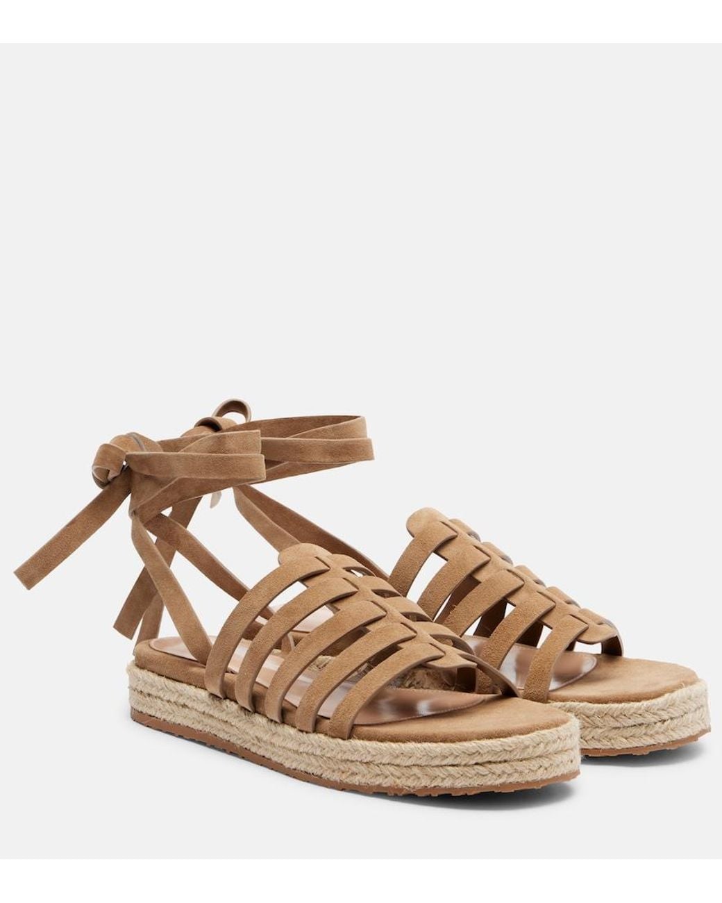 Gianvito Rossi Brown Pompei Suede Espadrille Sandals