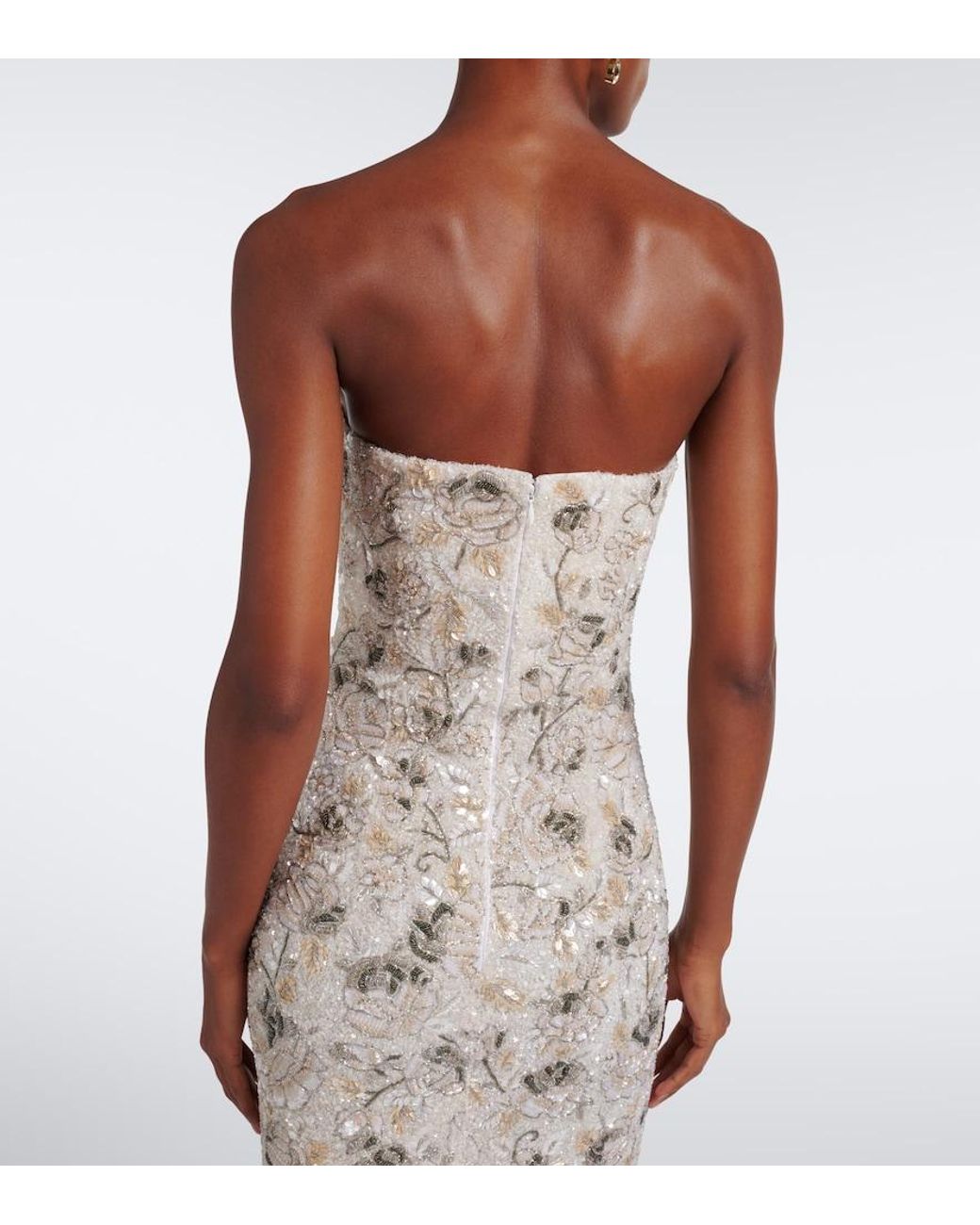 La Fuori Natural Icey Rose Embellished Floral Bustier Gown