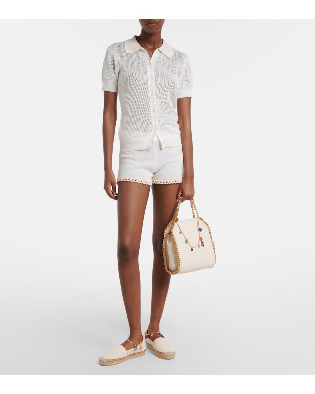 Stella McCartney Natural Falabella Mini Embellished Top-Handle Bag